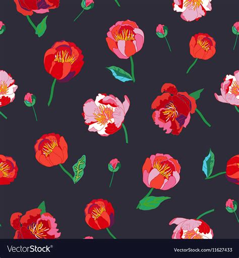 Seamless floral background isolated red flowers Vector Image