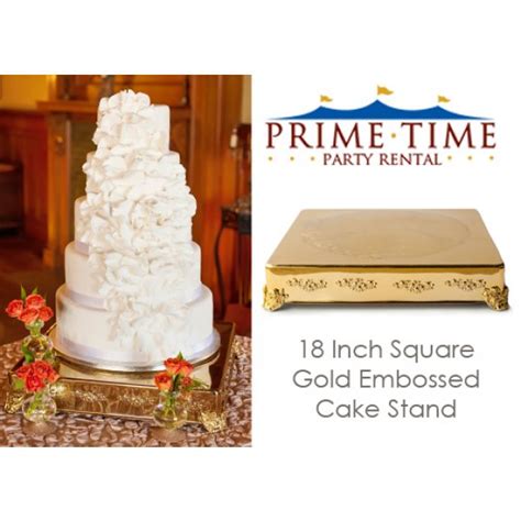 Gold Embossed Cake Stand Square - Prime Time Party and Event Rental