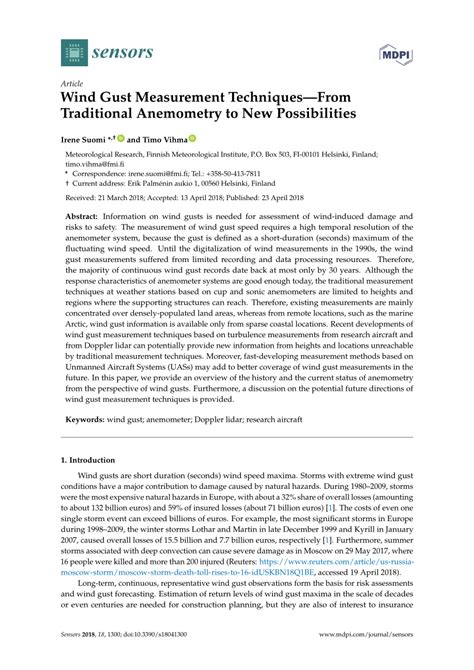 (PDF) Wind Gust Measurement Techniques—From Traditional Anemometry to ...