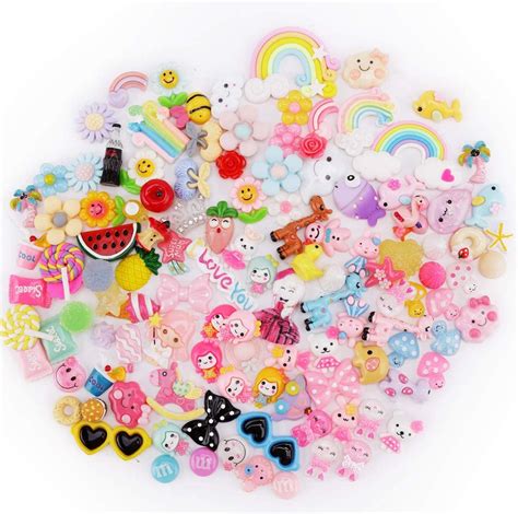 Slime Charms Cute Set - Scoolr 120pcs Charms for Slime Assorted Fruits Candy Sweets Flatback ...