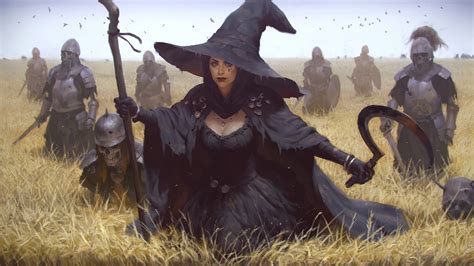 necromancers, Witch, Staff, Sickle, Skeleton, Wheat, Crow, Fantasy art, Armor Wallpapers HD ...