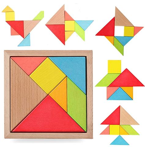 Saiyanshi 7 Piece Wooden Tangram Puzzle for Mind Development of Kids (Multi Color) : Amazon.in ...