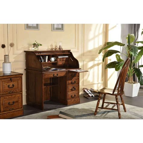 Harvest 42" Oak Roll Top Desk - Cedar Hill Furniture