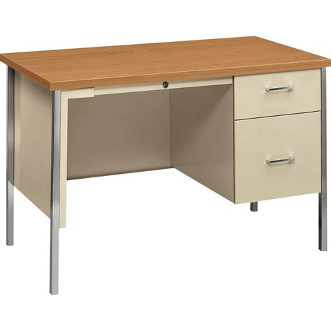 HON 34000 Series Small Office Desk - 2-Drawer - 45.3" x 24" x 29.5" - 2 x Box Drawer(s), File ...