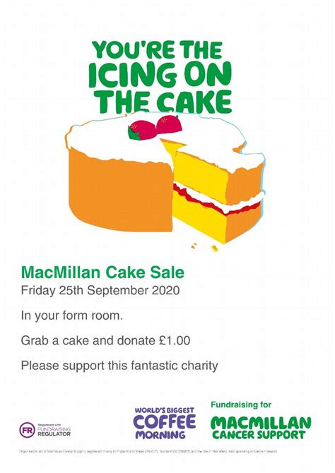 Macmillan cake sale on Friday 25th September - Mossley Hollins High School