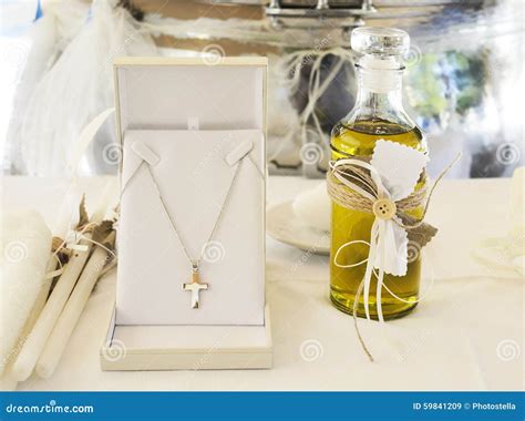 Orthodox Christening Oil with the Baptism Cross Stock Image - Image of ...