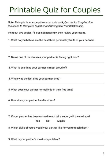 Free Printable Couples Therapy Worksheets Pdf