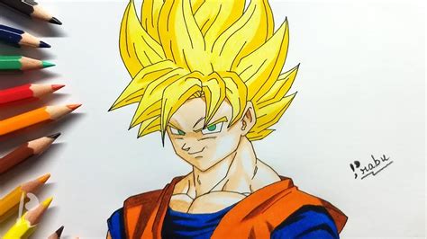 Drawing Goku Super Saiyan with Colour Pencils | Dragon Ball Z | Budget Art - YouTube