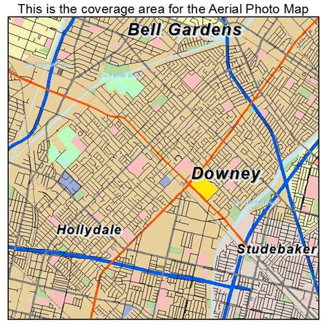 Aerial Photography Map of Downey, CA California