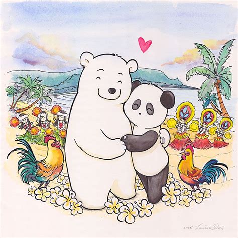 Commission: Honeymoon in Hawaii | Cute panda wallpaper, Polar bear art, Panda art