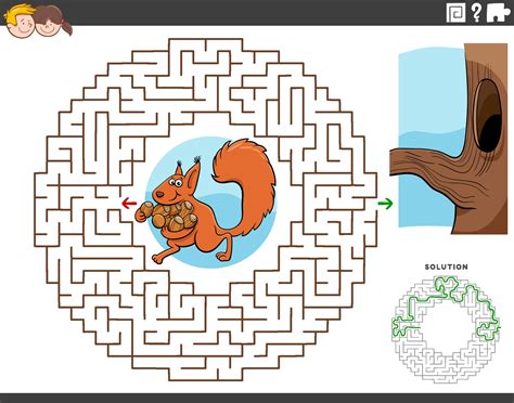 maze educational game with squirrel with accorns 2042317 Vector Art at ...