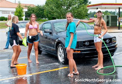 High School Cheerleaders Car Wash