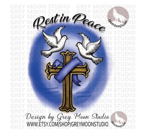 Rest in peace cross with doves custom design graphic | Etsy