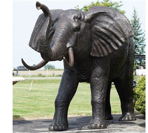 Outdoor Life Sized Standing Bronze Giant Elephant Statue