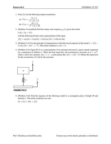 Hw6 - California western school law - Homework 6 ENGRMAE 147 S Findf(t ...