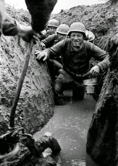 German soldiers in the flooded trenches, 1943