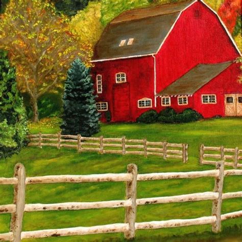 The Red Barn-- Painting by William Erwin - The Red Barn Fine Art Prints ...