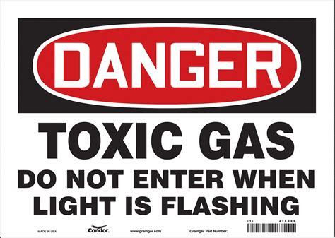 CONDOR Safety Sign, Sign Format Traditional OSHA, Toxic Gas Do Not Enter When Light Is Flashing ...