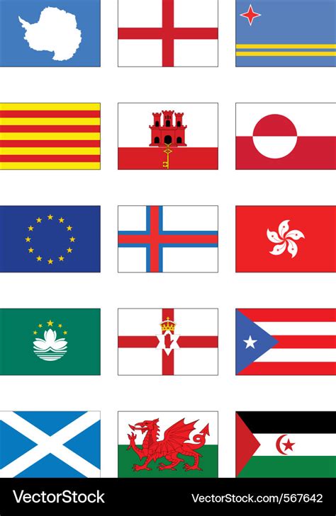 Flag set of world continents and misc countries Vector Image