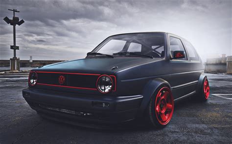 Download wallpapers Volkswagen Golf II, tuning, HDR, MK2, stance, german cars, VW Golf ...