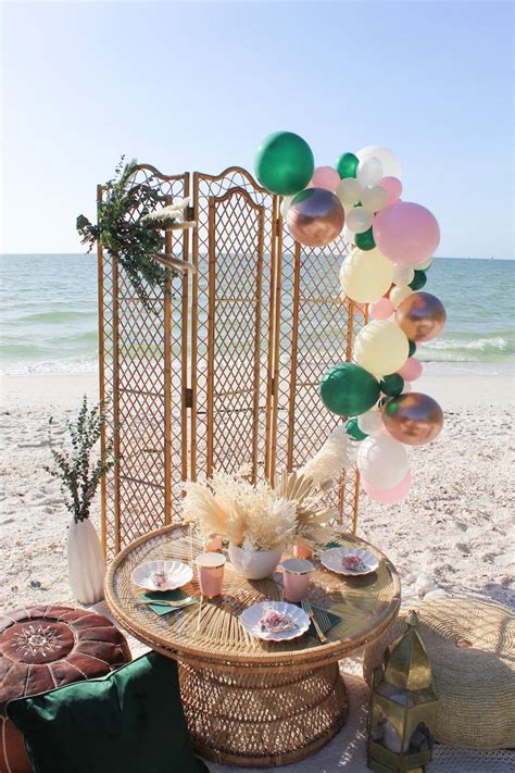 Kara's Party Ideas Pink & Green Boho Beach Party | Kara's Party Ideas