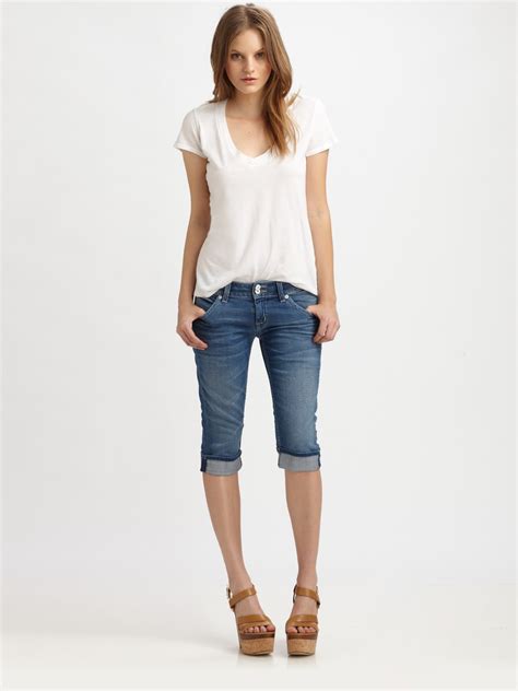 Lyst - Hudson Jeans Malibu Cuffed Capri Jeans in Blue