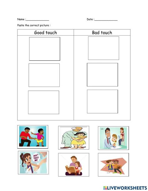 Good touch and bad touch activity | Live Worksheets - Worksheets Library