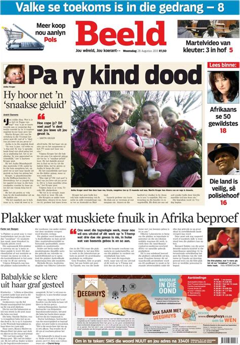 Newspaper Beeld (South Africa). Newspapers in South Africa. Wednesday's ...