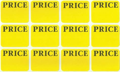 300 Price LABELS Removable Self Adhesive Pricing Yellow Color Tag Price STICKERS Rectangular ...