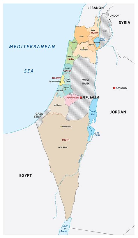 Detailed political map of israel – Artofit