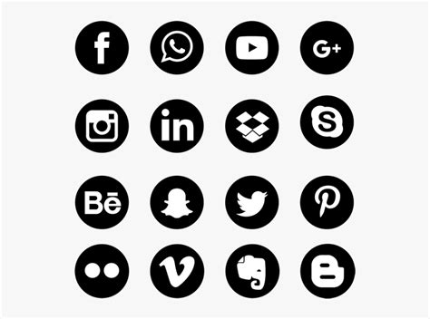 Black And White Vector Social Media Icons