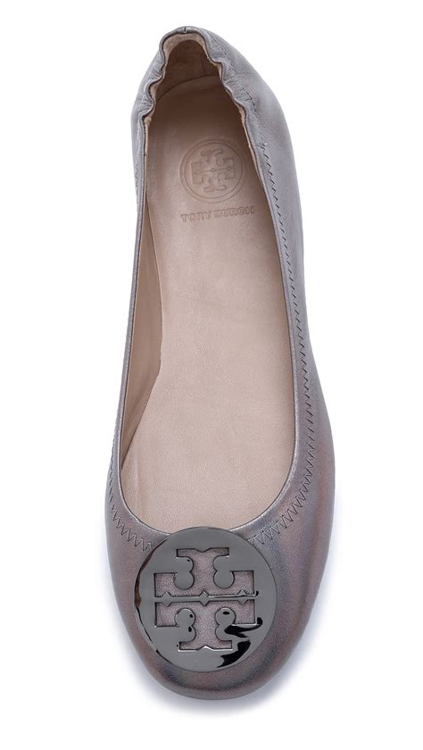 Tory Burch Minnie Travel Ballet Flats - Gunmetal in Gray - Lyst