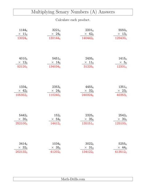 Multiplying Senary Numbers (Base 6) (A)