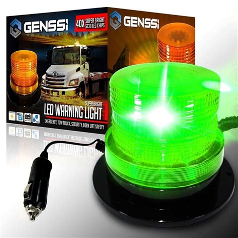 Green LED Emergency Flash Strobe and Rotating Beacon Warning Light