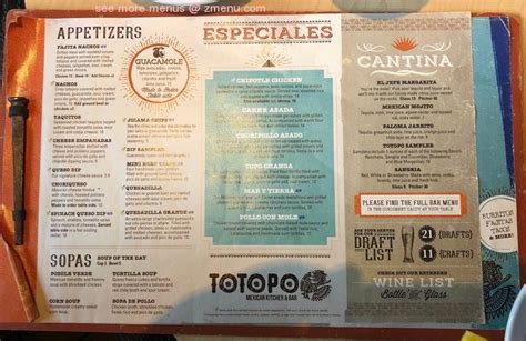 Menu at Totopo Mexican Kitchen and Bar, Pittsburgh