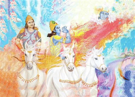 Krishna and Arjuna during Kurukshetra war Painting by Rajani - Pixels