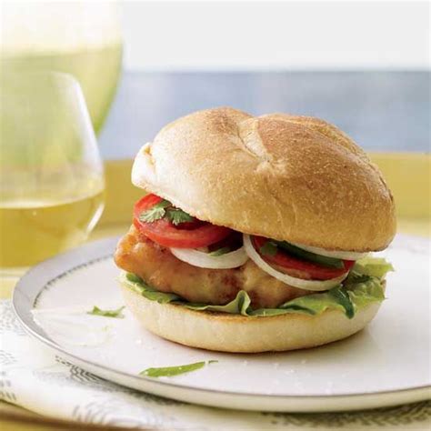 Fried-Fish Sandwiches with Jalapeño-Spiked Tomatoes // http://www ...