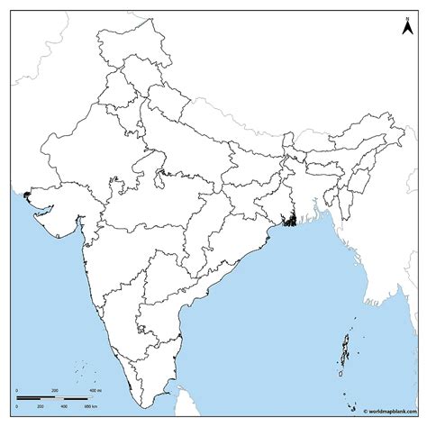 India Political Map Outline With Neighbouring Countries