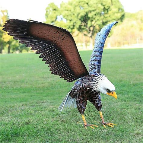 America Eagle Statue Sculpture Metal Bald Eagle Garden Statue Bird Yard Decor | eBay | Large ...