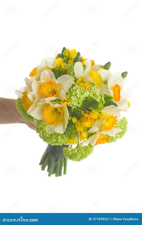 Wedding Bouquet with Daffodil Stock Photo - Image of vibrant, multi ...