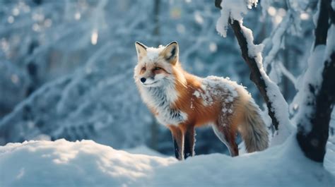 Premium AI Image | A fox standing in the snow