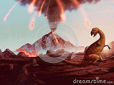 Dinosaur Extinction - Erupting Volcano Artwork Royalty Free Stock Images - Image: 29314429