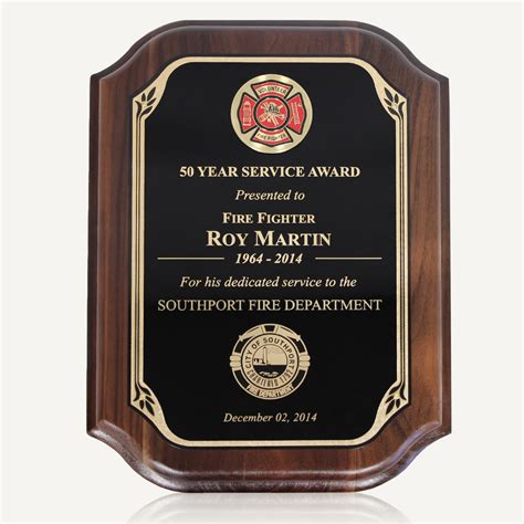 Genuine Walnut Firefighter Award Plaque - Engraving, Awards & Gifts