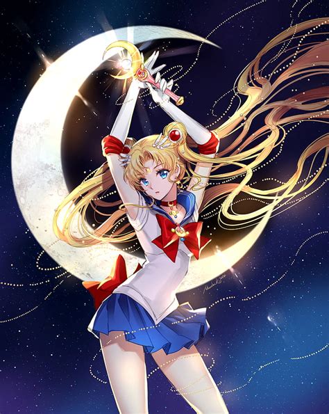 1366x768px | free download | HD wallpaper: Sailoor Moon, girls, the moon, art, nardack, sailor ...