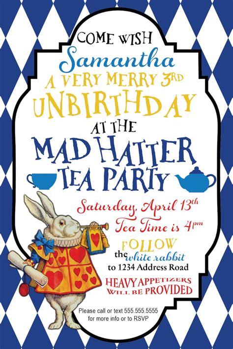 Mad Hatter Tea Party Invitation for Childrens Birthday Party | Etsy