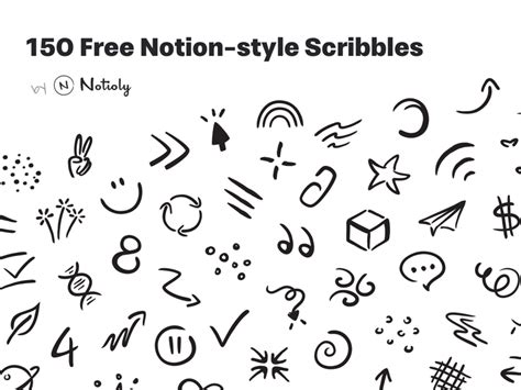 150 Free Notion-style Scribbles [SVG & PNG] - Freebiesbug