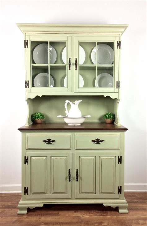 Hutch in Bayberry Green Chalk Style Paint & Glazing | General Finishes ...