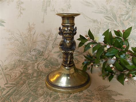 Candlestick for Wiccan Altar Antique Brass Devil Imp Pagan - Etsy