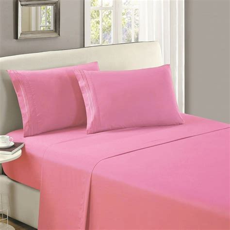 1800 Greek Collection 16-inch Deep Pocket Super Soft 4-Piece Bedding Sheet Set Twin Pink ...