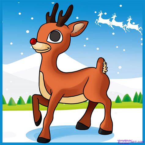 Rudolph Reindeer Drawing Easy : Reindeer Rudolph Red Nosed Christmas ...